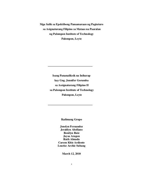 Research paper in filipino .